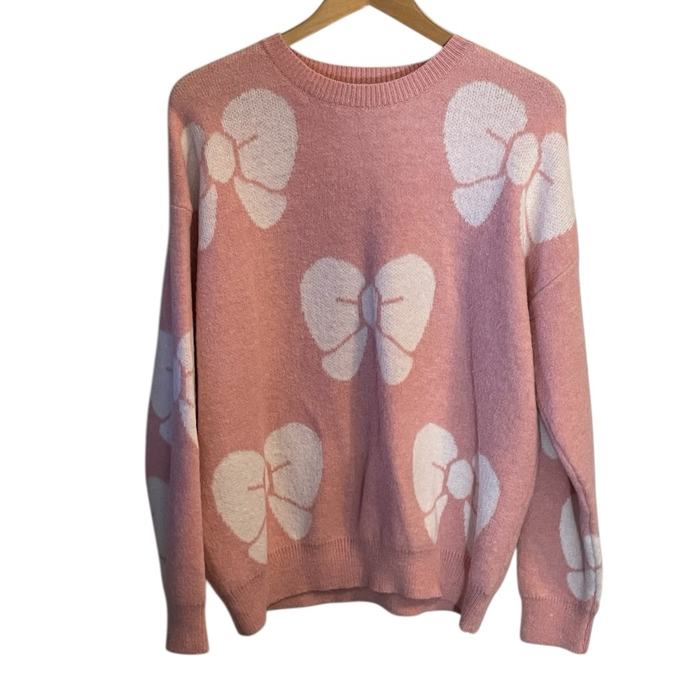 H3- Pink Bow-Pattern Women's Sweater -XL miss sparkling